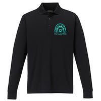 In June We Wear Teal PTSD Awareness Month Performance Long Sleeve Polo