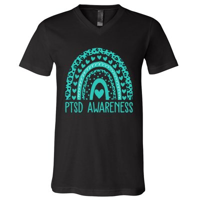 In June We Wear Teal PTSD Awareness Month V-Neck T-Shirt