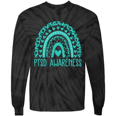 In June We Wear Teal PTSD Awareness Month Tie-Dye Long Sleeve Shirt