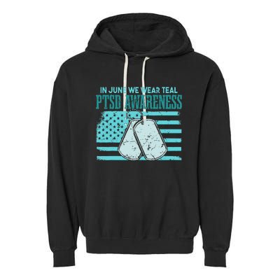 In June We Wear Teal PTSD Awareness Garment-Dyed Fleece Hoodie