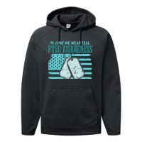 In June We Wear Teal PTSD Awareness Performance Fleece Hoodie