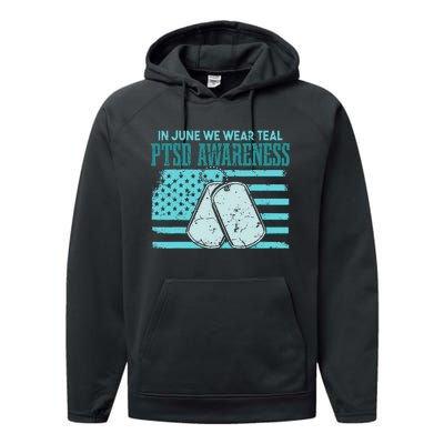 In June We Wear Teal PTSD Awareness Performance Fleece Hoodie