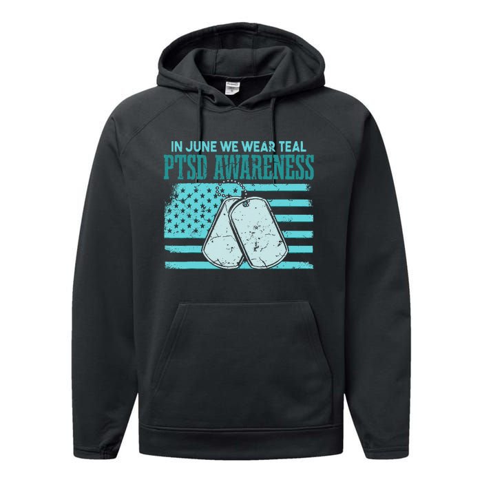 In June We Wear Teal PTSD Awareness Performance Fleece Hoodie