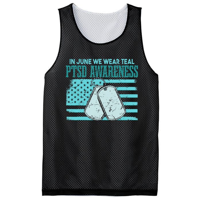 In June We Wear Teal PTSD Awareness Mesh Reversible Basketball Jersey Tank