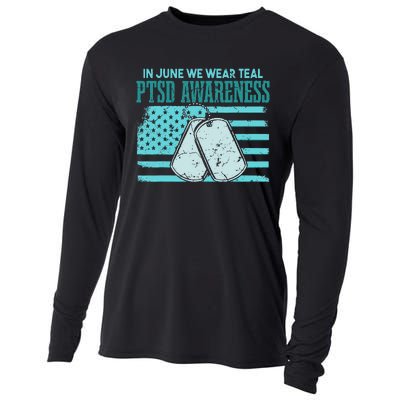 In June We Wear Teal PTSD Awareness Cooling Performance Long Sleeve Crew