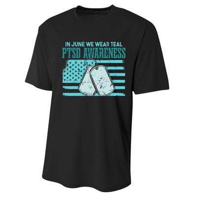 In June We Wear Teal PTSD Awareness Performance Sprint T-Shirt