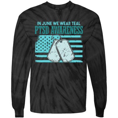 In June We Wear Teal PTSD Awareness Tie-Dye Long Sleeve Shirt