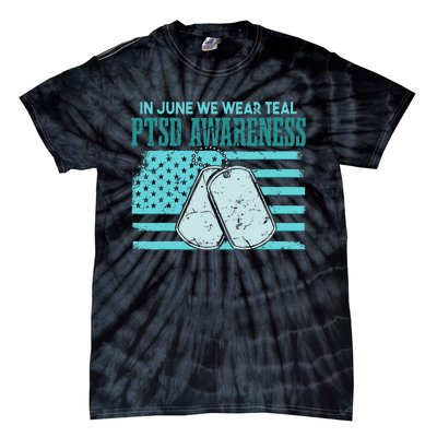 In June We Wear Teal PTSD Awareness Tie-Dye T-Shirt