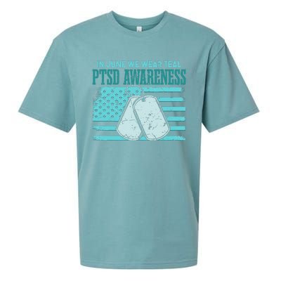 In June We Wear Teal PTSD Awareness Sueded Cloud Jersey T-Shirt