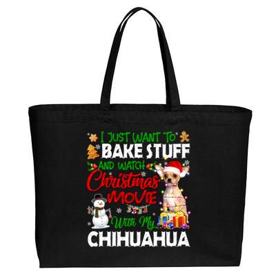 I Just Want To Bake Stuff And Christmas Movie With Chihuahua Great Gift Cotton Canvas Jumbo Tote