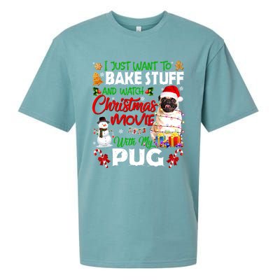 I Just Want To Bake Stuff And Watch Christmas Movie With Pug Gift Sueded Cloud Jersey T-Shirt