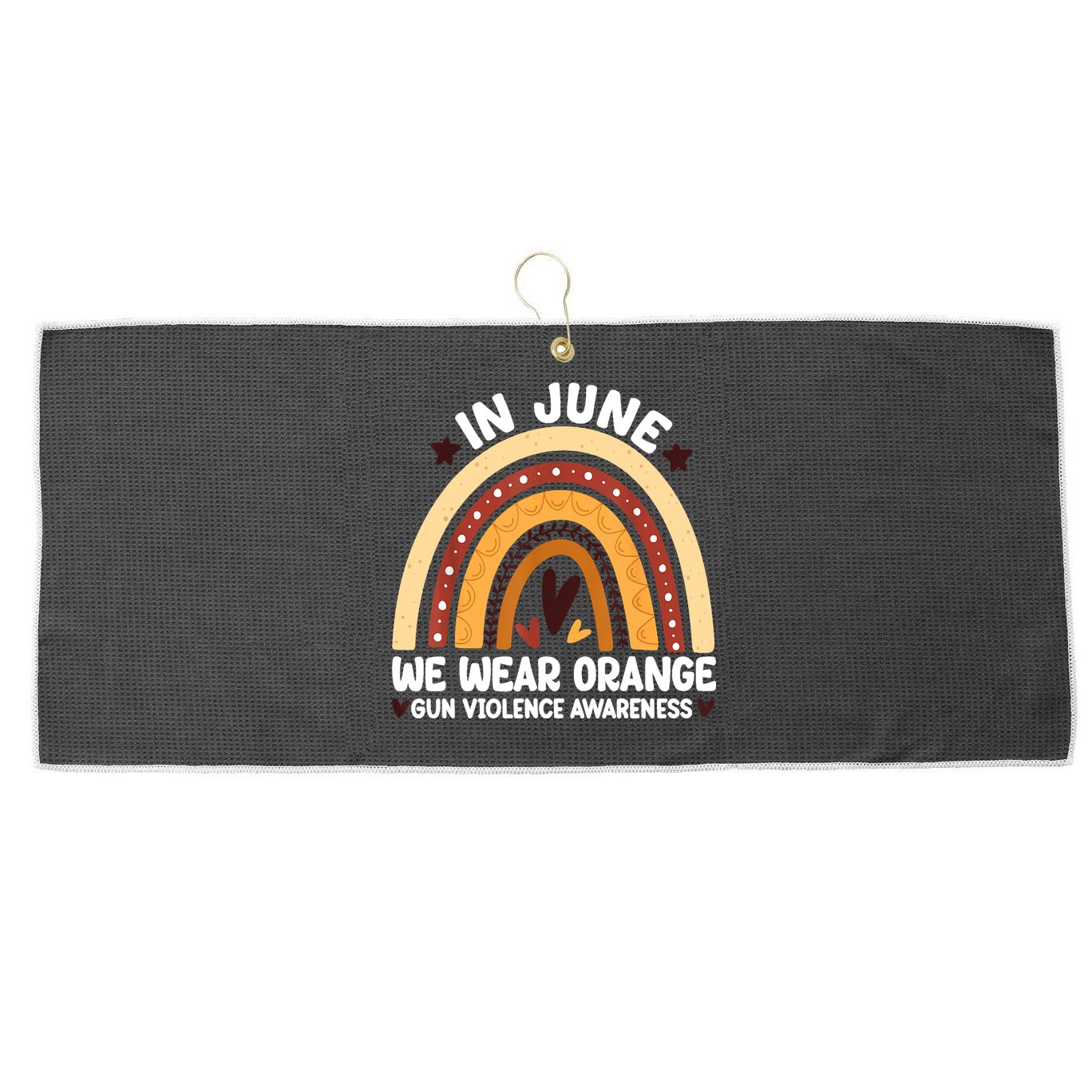 In June We Wear Orange End Gun Violence Awareness Large Microfiber Waffle Golf Towel