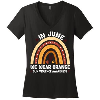 In June We Wear Orange End Gun Violence Awareness Women's V-Neck T-Shirt