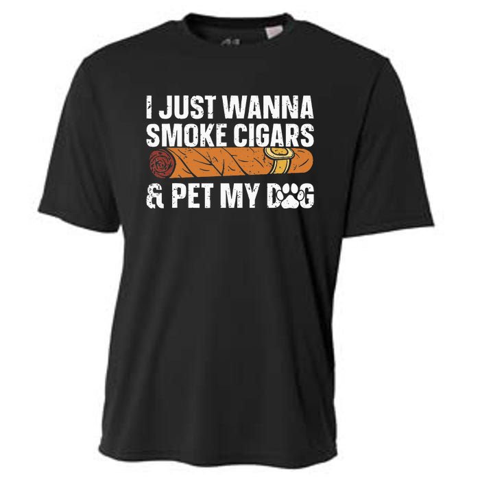 I Just Wanna Smoke Cigars And Pet My Dog Cigar Lounge Cooling Performance Crew T-Shirt