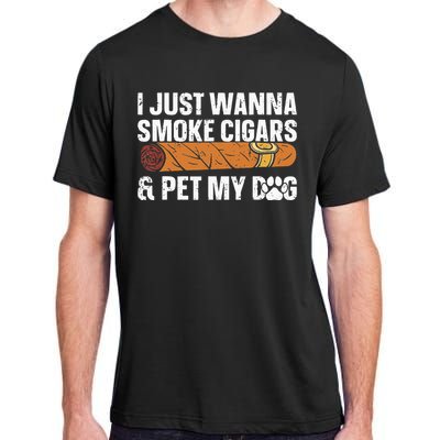 I Just Wanna Smoke Cigars And Pet My Dog Cigar Lounge Adult ChromaSoft Performance T-Shirt