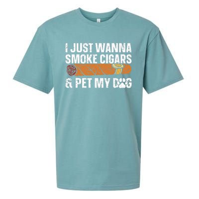 I Just Wanna Smoke Cigars And Pet My Dog Cigar Lounge Sueded Cloud Jersey T-Shirt