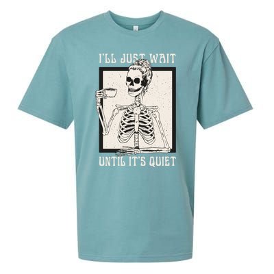 ILl Just Wait Until ItS Quiet Skeleton Teacher Halloween Cute Gift Sueded Cloud Jersey T-Shirt