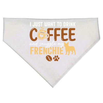 I Just Want To Coffee And Snuggle My Frenchie Dog Xmas Gift USA-Made Doggie Bandana