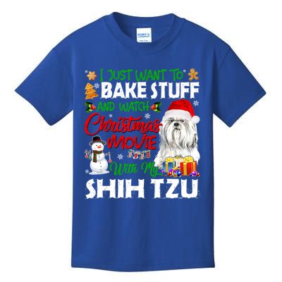 I Just Want To Bake Stuff And Christmas Movie With Shih Tzu Gift Kids T-Shirt