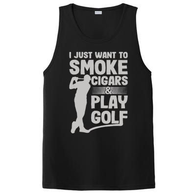 I Just Want to Smoke Cigars And Play Golf Funny Dad PosiCharge Competitor Tank