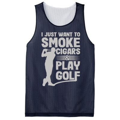 I Just Want to Smoke Cigars And Play Golf Funny Dad Mesh Reversible Basketball Jersey Tank