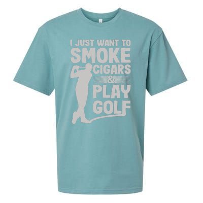 I Just Want to Smoke Cigars And Play Golf Funny Dad Sueded Cloud Jersey T-Shirt