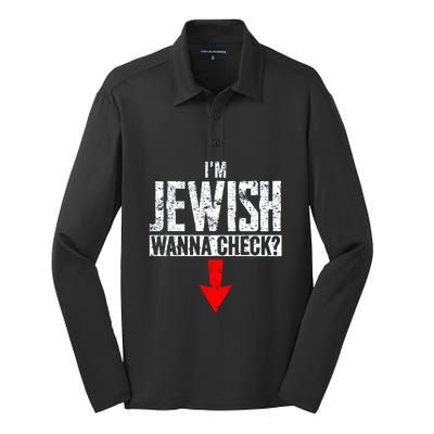 IM Jewish Wanna Check Hebrew Hanukkah Passover Brit Milah Silk Touch Performance Long Sleeve Polo