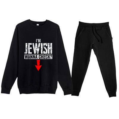 IM Jewish Wanna Check Hebrew Hanukkah Passover Brit Milah Premium Crewneck Sweatsuit Set