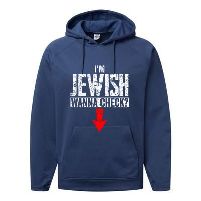 IM Jewish Wanna Check Hebrew Hanukkah Passover Brit Milah Performance Fleece Hoodie