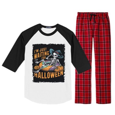 IM Just Waiting For Halloween Gift Raglan Sleeve Pajama Set