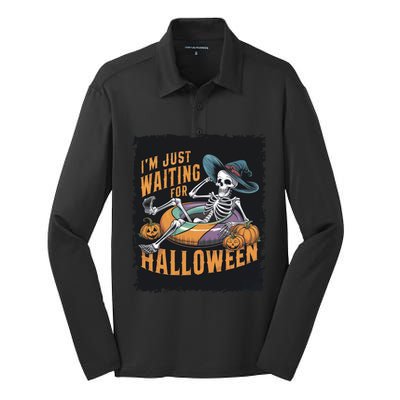 IM Just Waiting For Halloween Gift Silk Touch Performance Long Sleeve Polo