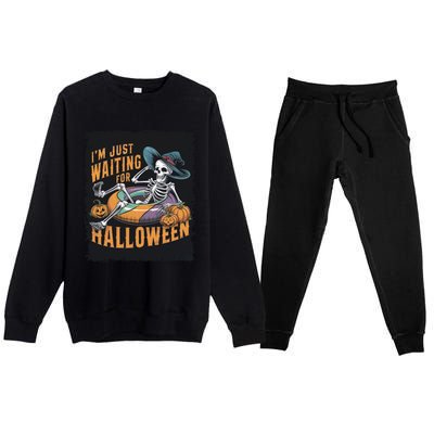 IM Just Waiting For Halloween Gift Premium Crewneck Sweatsuit Set