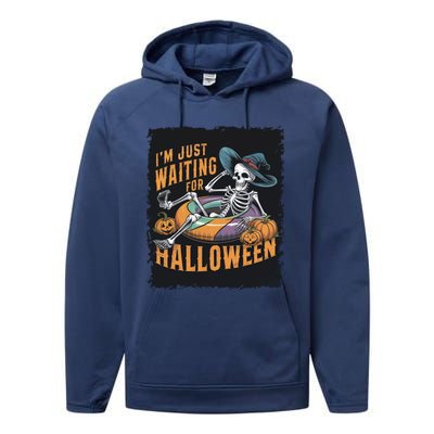 IM Just Waiting For Halloween Gift Performance Fleece Hoodie