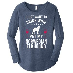 I Just Want To Wine And Pet My Norwegian Elkhound Meaningful Gift Women's Perfect Tri Tunic Long Sleeve Shirt