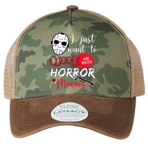 I Just Want To Cuddle And Watch Horror Movies Legacy Tie Dye Trucker Hat