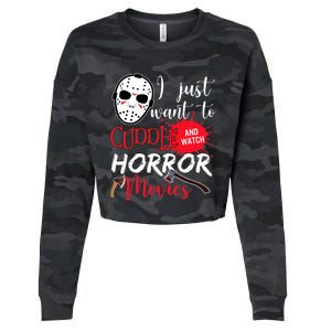 I Just Want To Cuddle And Watch Horror Movies Cropped Pullover Crew