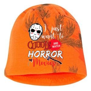 I Just Want To Cuddle And Watch Horror Movies Kati - Camo Knit Beanie