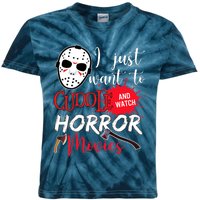 I Just Want To Cuddle And Watch Horror Movies Kids Tie-Dye T-Shirt