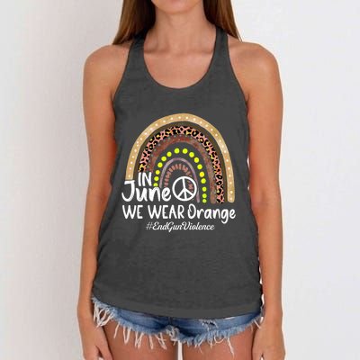 In June We Wear Orange End Gun Violence Awareness Rainbow Women's Knotted Racerback Tank