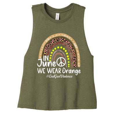 In June We Wear Orange End Gun Violence Awareness Rainbow Women's Racerback Cropped Tank