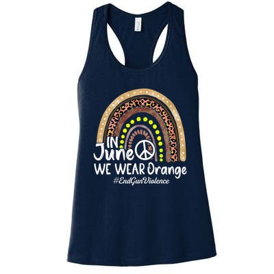 In June We Wear Orange End Gun Violence Awareness Rainbow Women's Racerback Tank