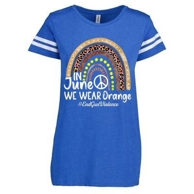 In June We Wear Orange End Gun Violence Awareness Rainbow Enza Ladies Jersey Football T-Shirt