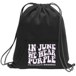 In June We Wear Purple Alzheimer's Awareness Groovy & Wavy Sweatshirt Cinch Pack Bag