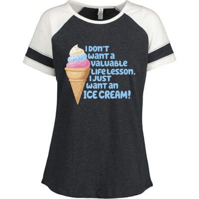 I Just Want An Ice Cream Enza Ladies Jersey Colorblock Tee