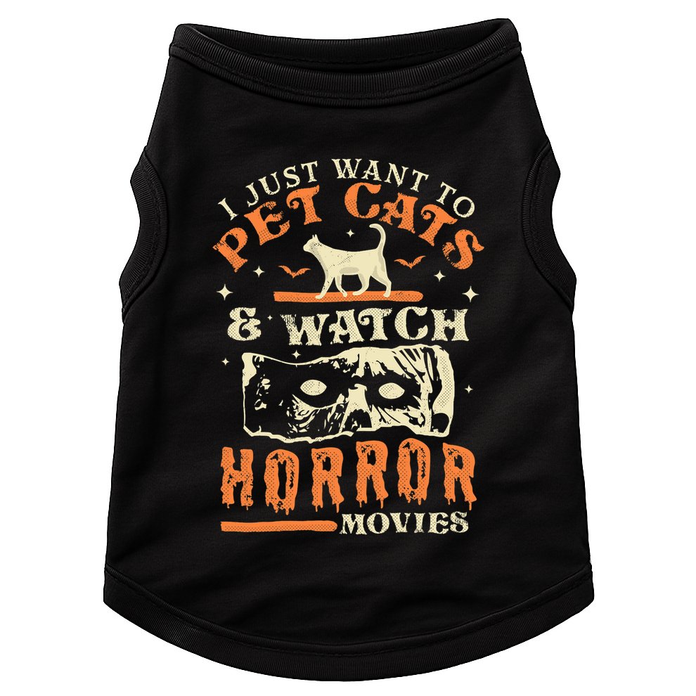 I Just Want To Pet Cats And Watch Horror Movies Cat Lover Doggie Tank