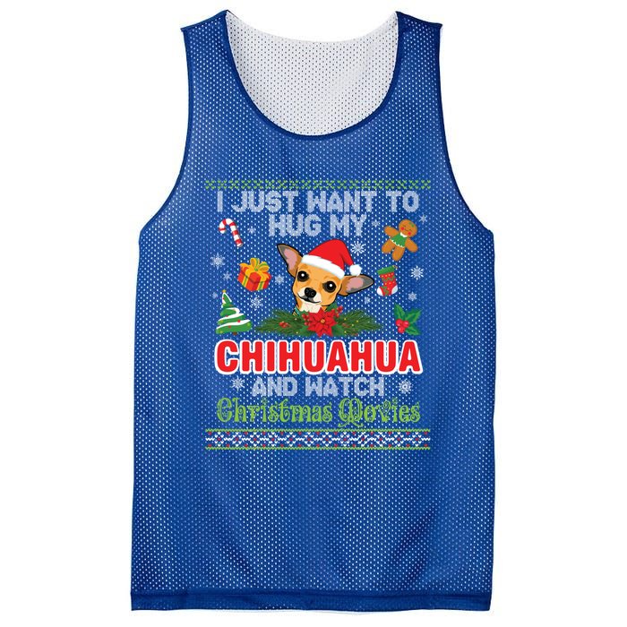 I Just Want To Hug My Chihuahua And Watch Christmas Movie Meaningful Gift Mesh Reversible Basketball Jersey Tank