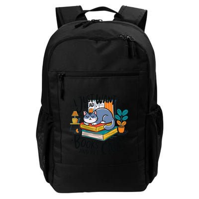 I Just Want To Read Books And Pet Cats Cozy Reader Design Daily Commute Backpack