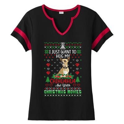 I Just Want To Hug My Chihuahua Dog Christmas Gift Ladies Halftime Notch Neck Tee