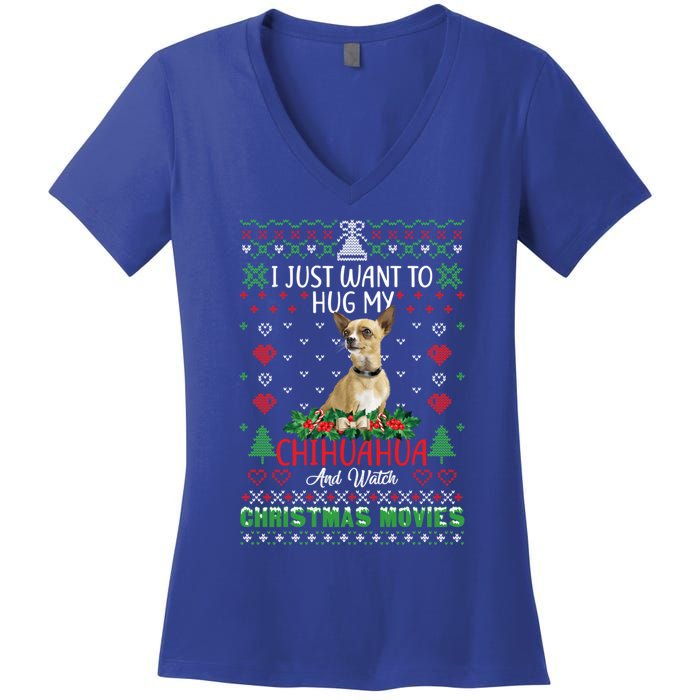 I Just Want To Hug My Chihuahua Dog Christmas Gift Women's V-Neck T-Shirt