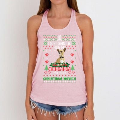 I Just Want To Hug My Chihuahua Dog Christmas Gift Women's Knotted Racerback Tank